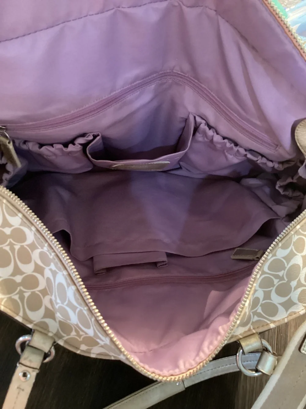 Coach Heritage Stripe Signature Diaper Bag